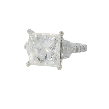 18k White Gold 5.54ctw Princess Cut Diamond Engagement Ring — product photo 8