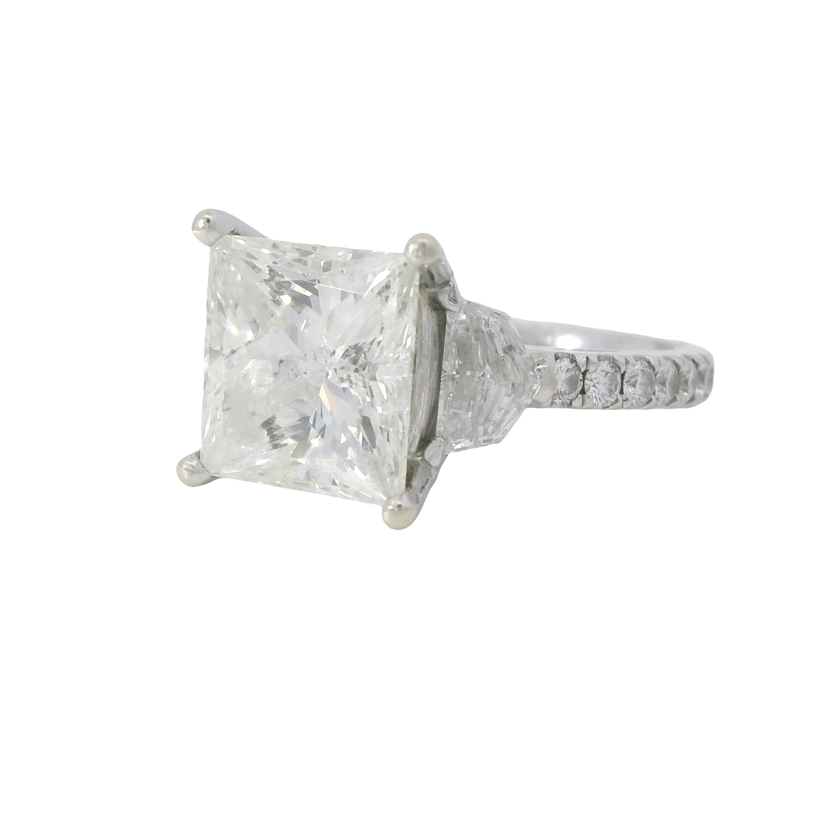 18k White Gold 5.54ctw Princess Cut Diamond Engagement Ring — product photo 9