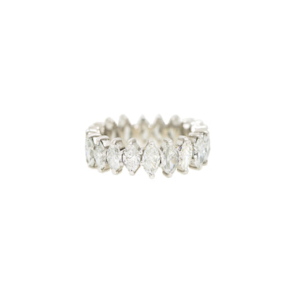 14k White Gold Natural 3.0 Carat Marquise Cut Diamond Eternity Band