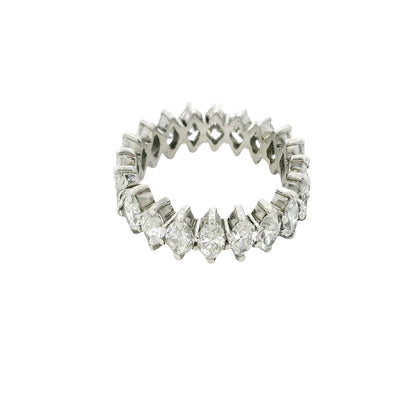 14k White Gold Natural 3.0 Carat Marquise Cut Diamond Eternity Band