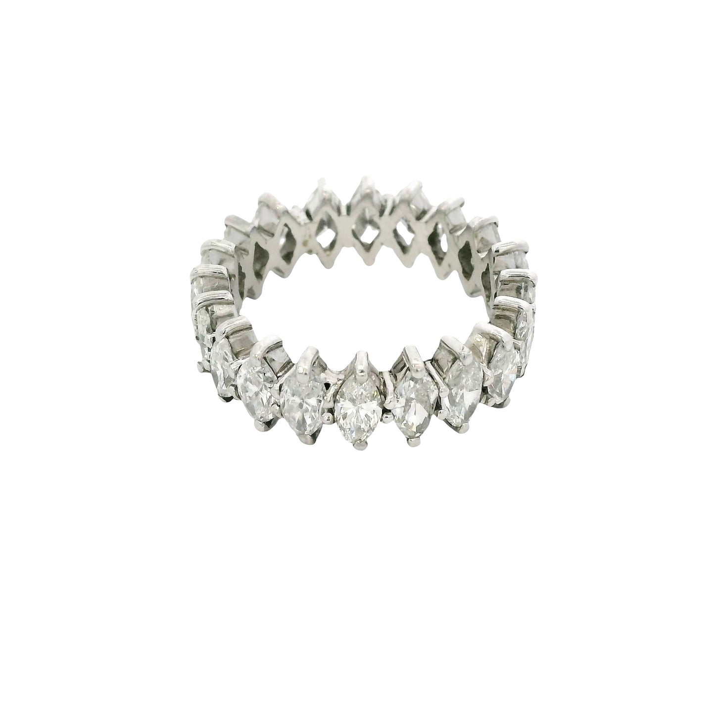 14k White Gold Natural 3.0 Carat Marquise Cut Diamond Eternity Band