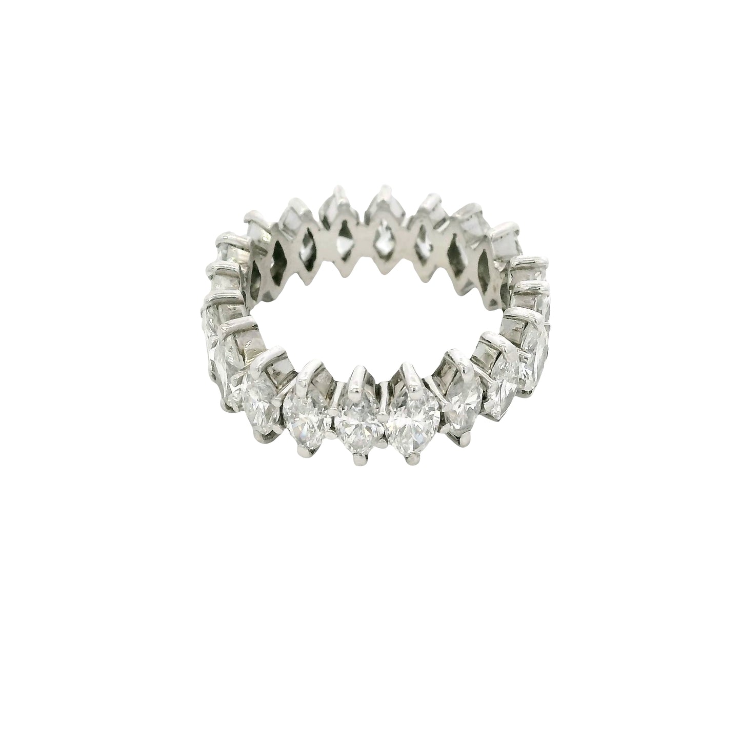 14k White Gold Natural 3.0 Carat Marquise Cut Diamond Eternity Band