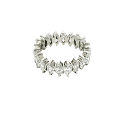 14k White Gold Natural 3.0 Carat Marquise Cut Diamond Eternity Band