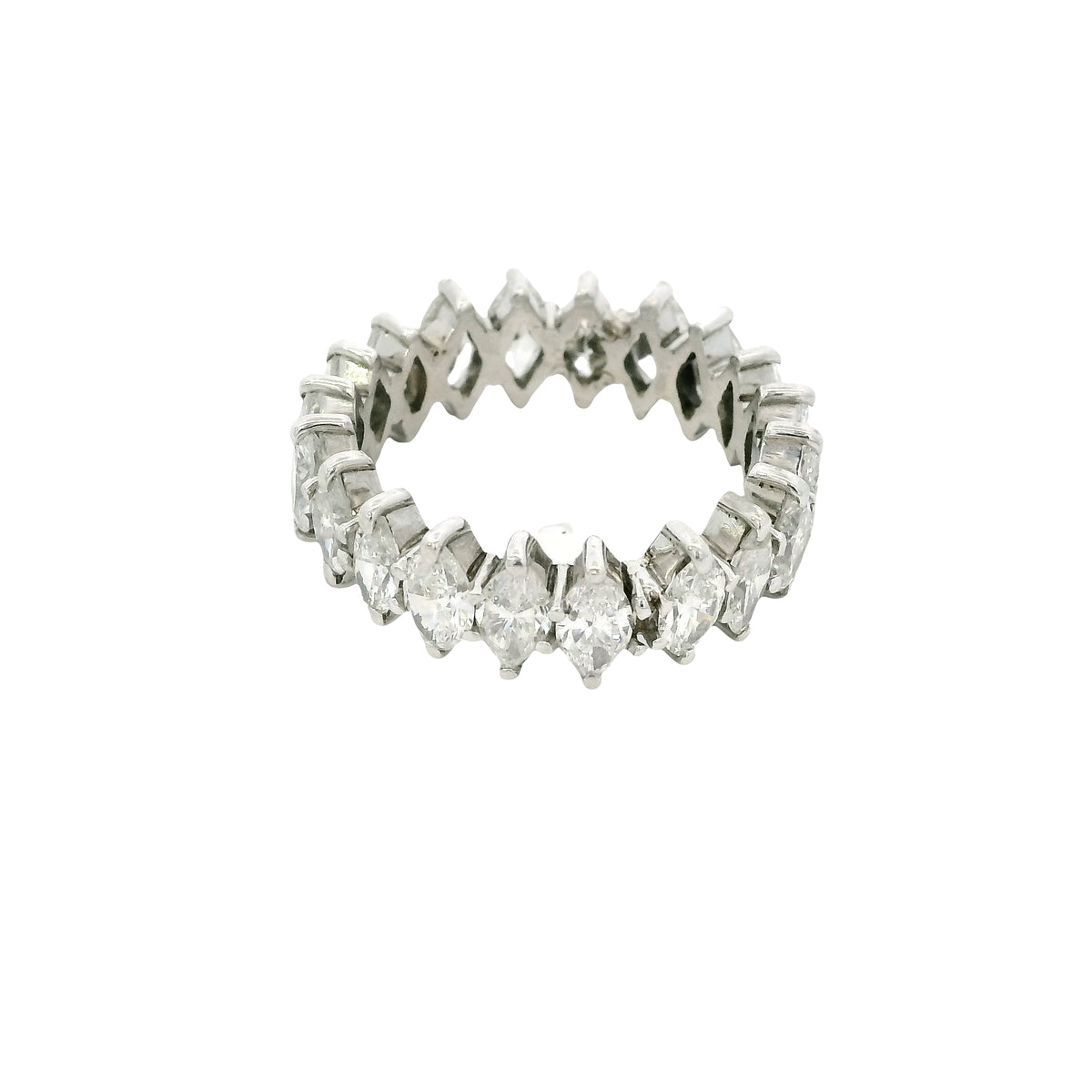 14k White Gold Natural 3.0 Carat Marquise Cut Diamond Eternity Band