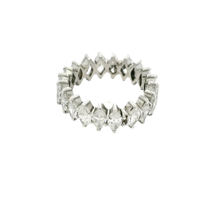 14k White Gold Natural 3.0 Carat Marquise Cut Diamond Eternity Band