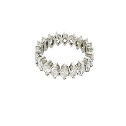 14k White Gold Natural 3.0 Carat Marquise Cut Diamond Eternity Band