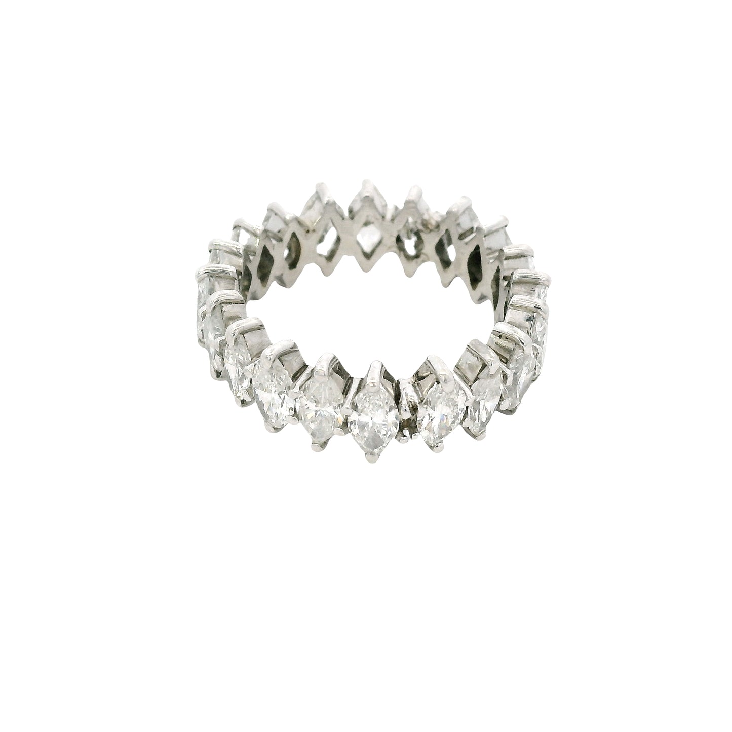 14k White Gold Natural 3.0 Carat Marquise Cut Diamond Eternity Band