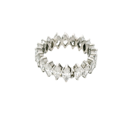 14k White Gold Natural 3.0 Carat Marquise Cut Diamond Eternity Band