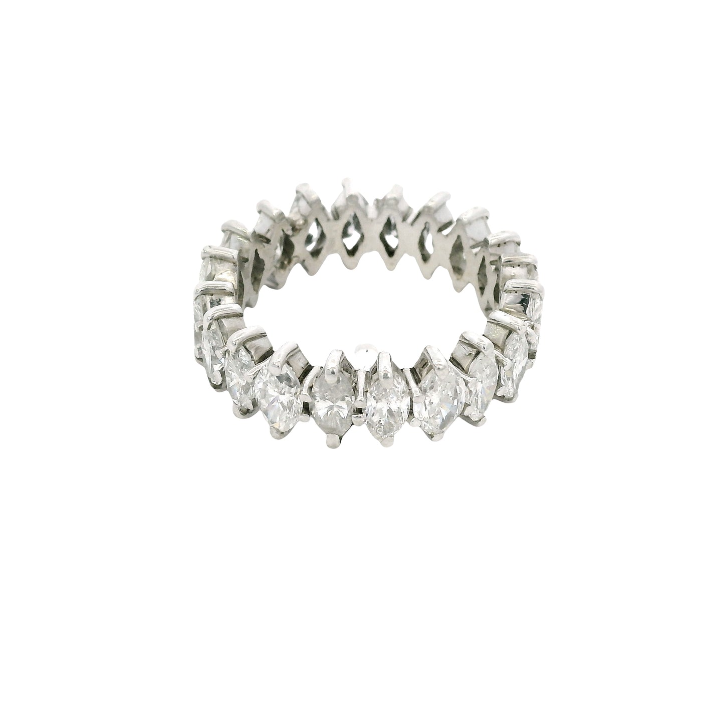 14k White Gold Natural 3.0 Carat Marquise Cut Diamond Eternity Band