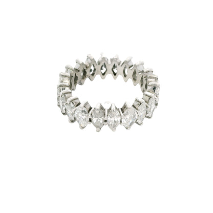 14k White Gold Natural 3.0 Carat Marquise Cut Diamond Eternity Band
