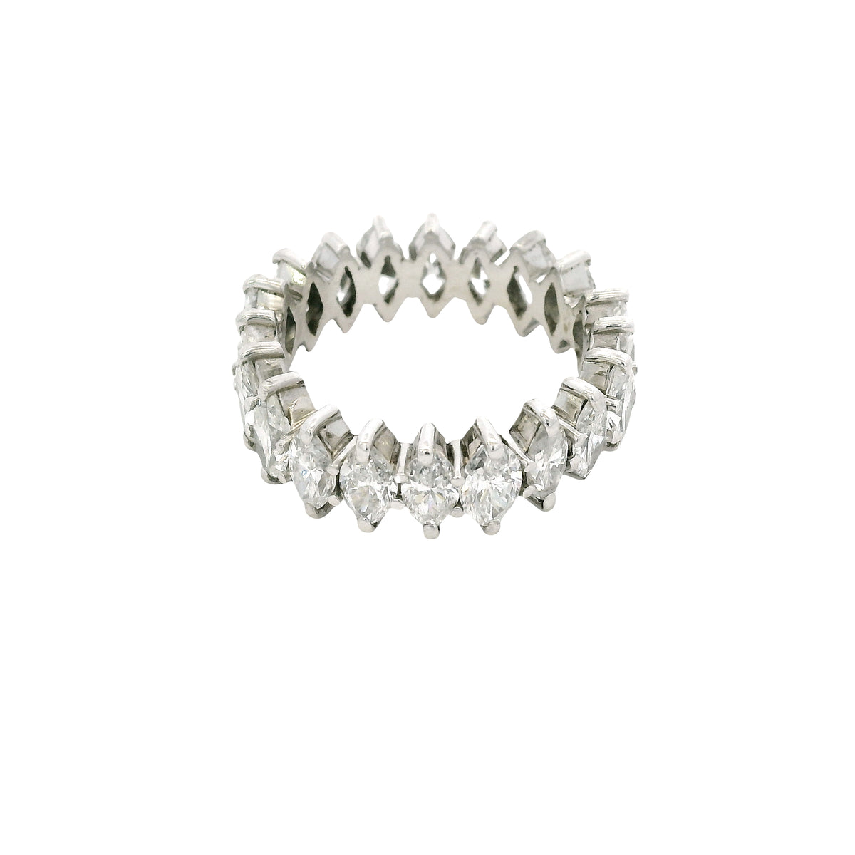 14k White Gold Natural 3.0 Carat Marquise Cut Diamond Eternity Band