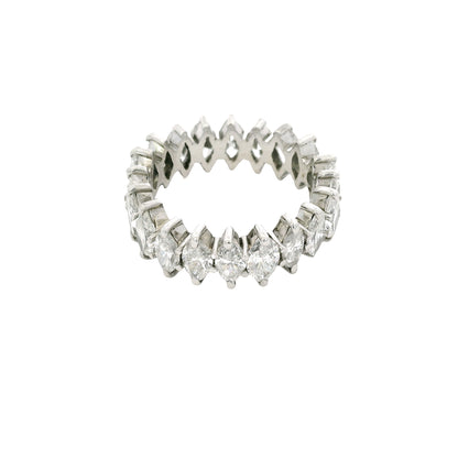 14k White Gold Natural 3.0 Carat Marquise Cut Diamond Eternity Band