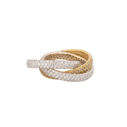 18k Two-Tone Gold 2.75ctw Pave Diamond Rolling Rings Set of 3