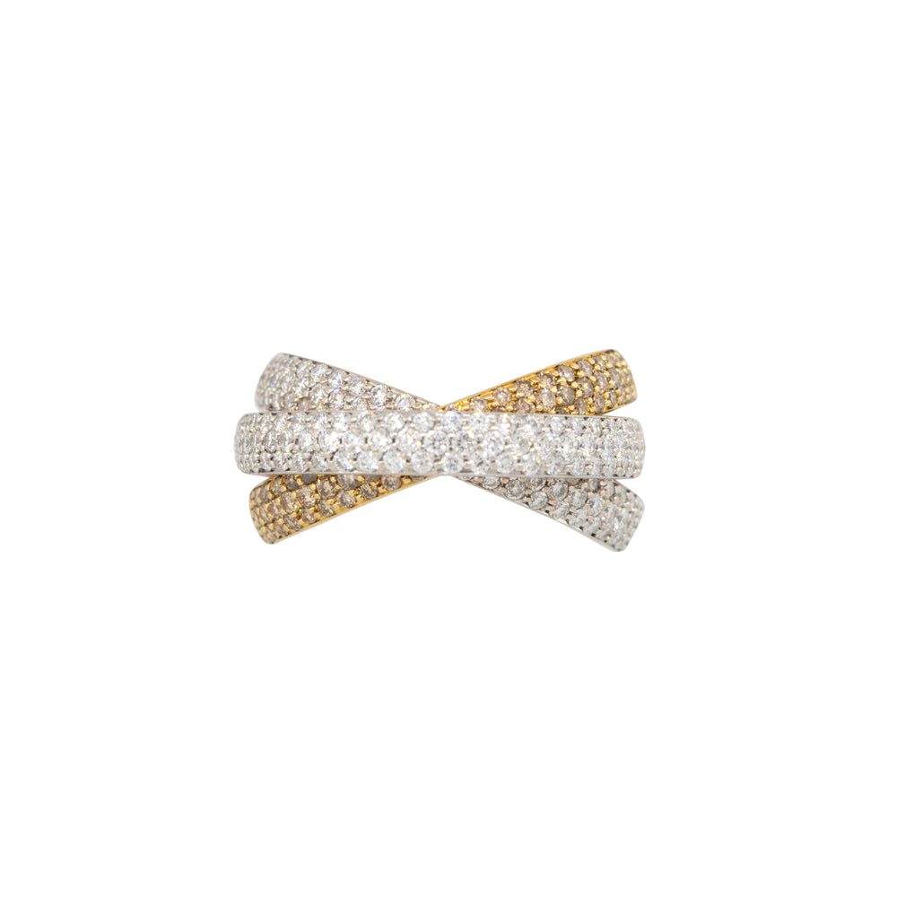 18k Two-Tone Gold 2.75ctw Pave Diamond Rolling Rings Set of 3