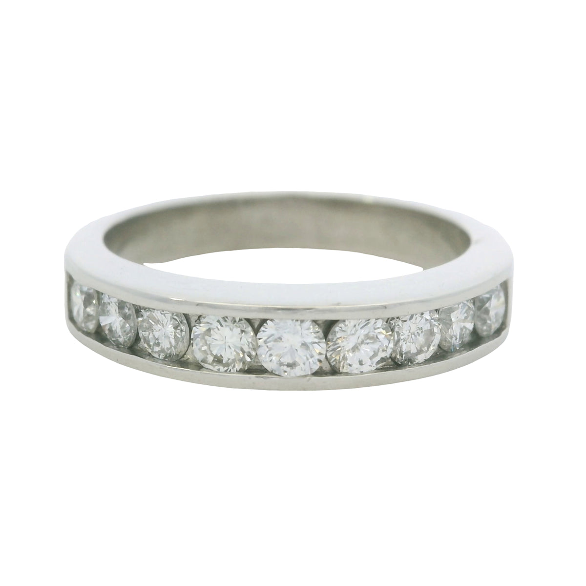 Platinum 0.55 Carat Round Brilliant Cut Diamond Channel Set Band