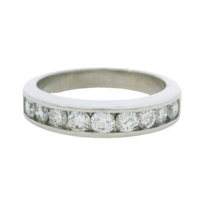 Platinum 0.55 Carat Round Brilliant Cut Diamond Channel Set Band