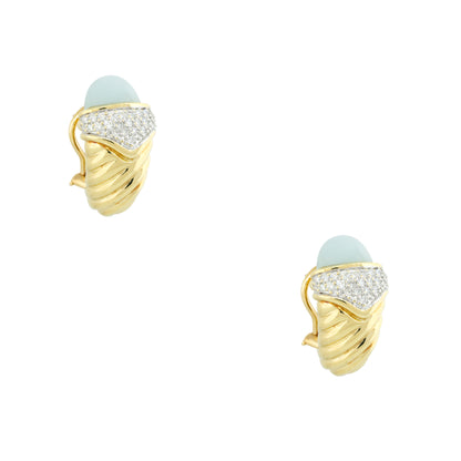 David Yurman 18k Yellow Gold 0.45ctw Pave Diamond & Chalcedony Shrimp Earrings
