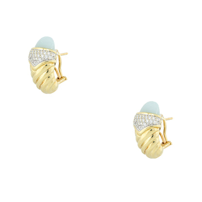 David Yurman 18k Yellow Gold 0.45ctw Pave Diamond & Chalcedony Shrimp Earrings