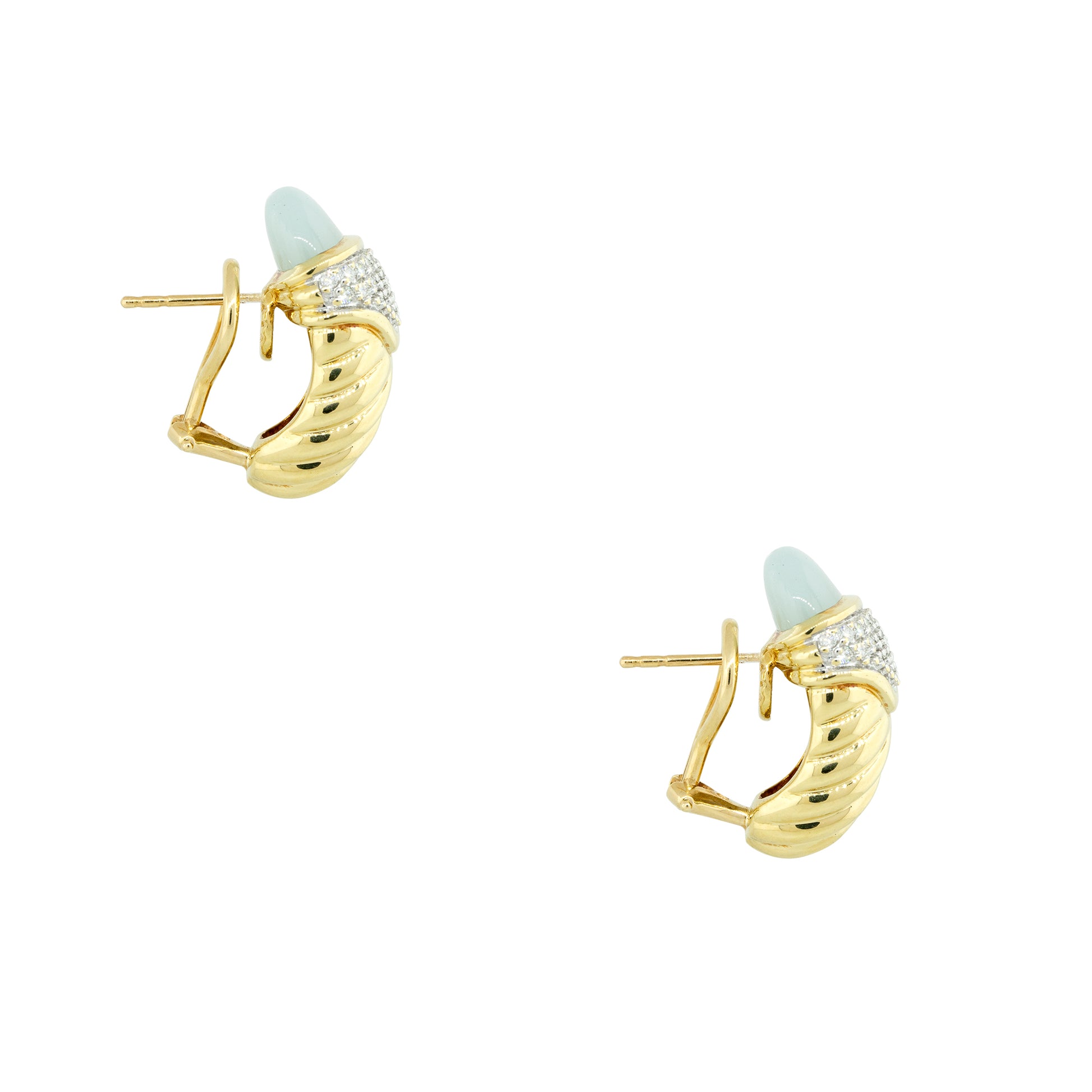 David Yurman 18k Yellow Gold 0.45ctw Pave Diamond & Chalcedony Shrimp Earrings
