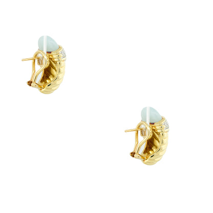 David Yurman 18k Yellow Gold 0.45ctw Pave Diamond & Chalcedony Shrimp Earrings