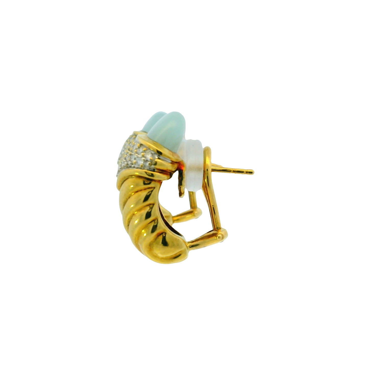 David Yurman 18k Yellow Gold 0.45ctw Pave Diamond & Chalcedony Shrimp Earrings
