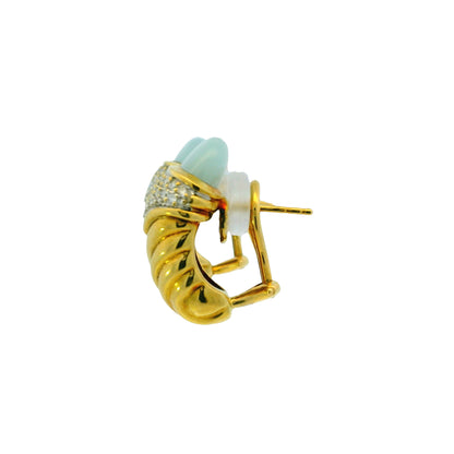 David Yurman 18k Yellow Gold 0.45ctw Pave Diamond & Chalcedony Shrimp Earrings