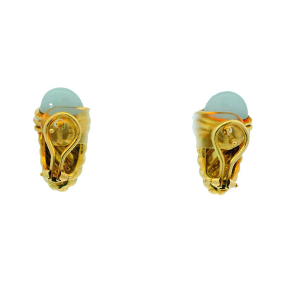 David Yurman 18k Yellow Gold 0.45ctw Pave Diamond & Chalcedony Shrimp Earrings