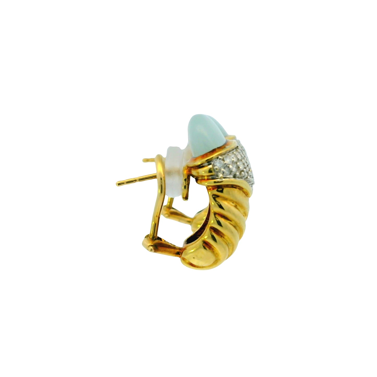 David Yurman 18k Yellow Gold 0.45ctw Pave Diamond & Chalcedony Shrimp Earrings