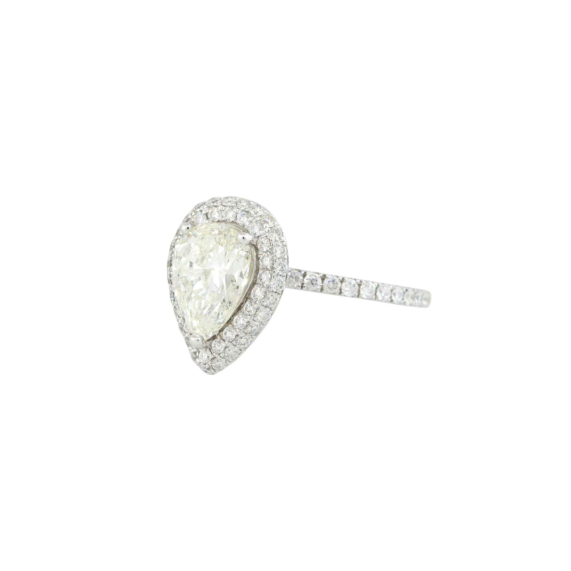 GIA 18k White Gold 2.88ctw Pear Shape Diamond Double-Halo Engagement Ring