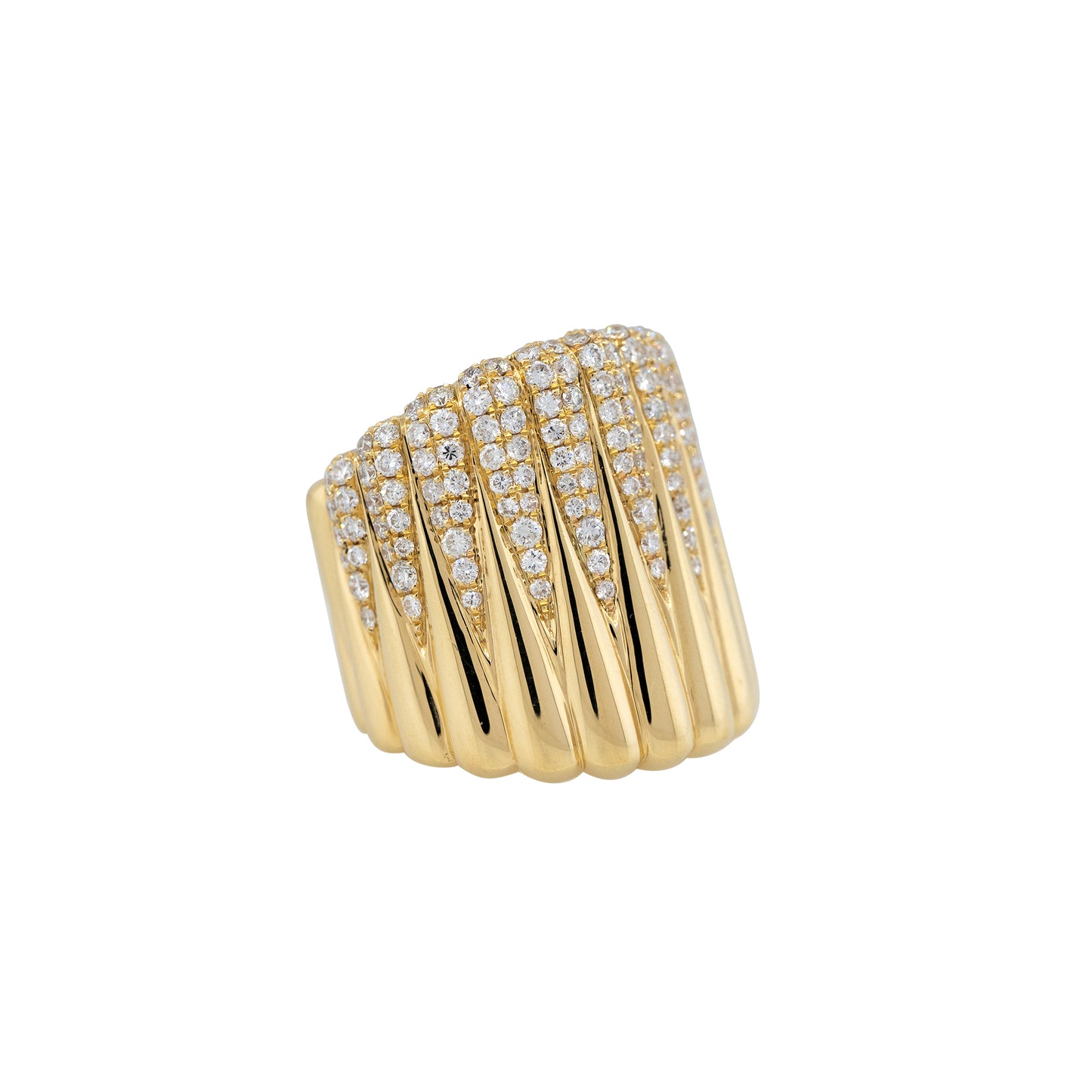 18k Yellow Gold 2.15ctw Diamond Wide Ribbed Band