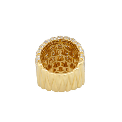 18k Yellow Gold 2.15ctw Diamond Wide Ribbed Band
