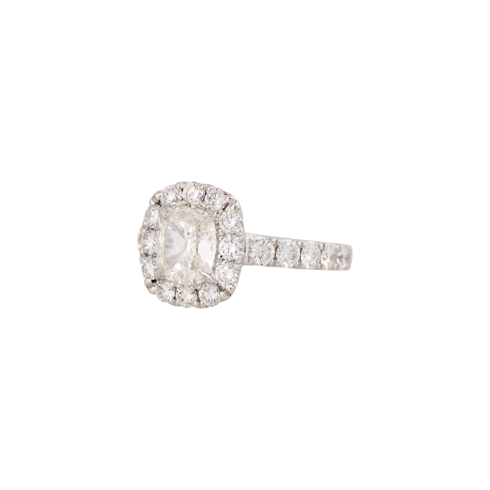 GIA 18k White Gold 2.18ctw Cushion Cut Diamond Engagement Ring