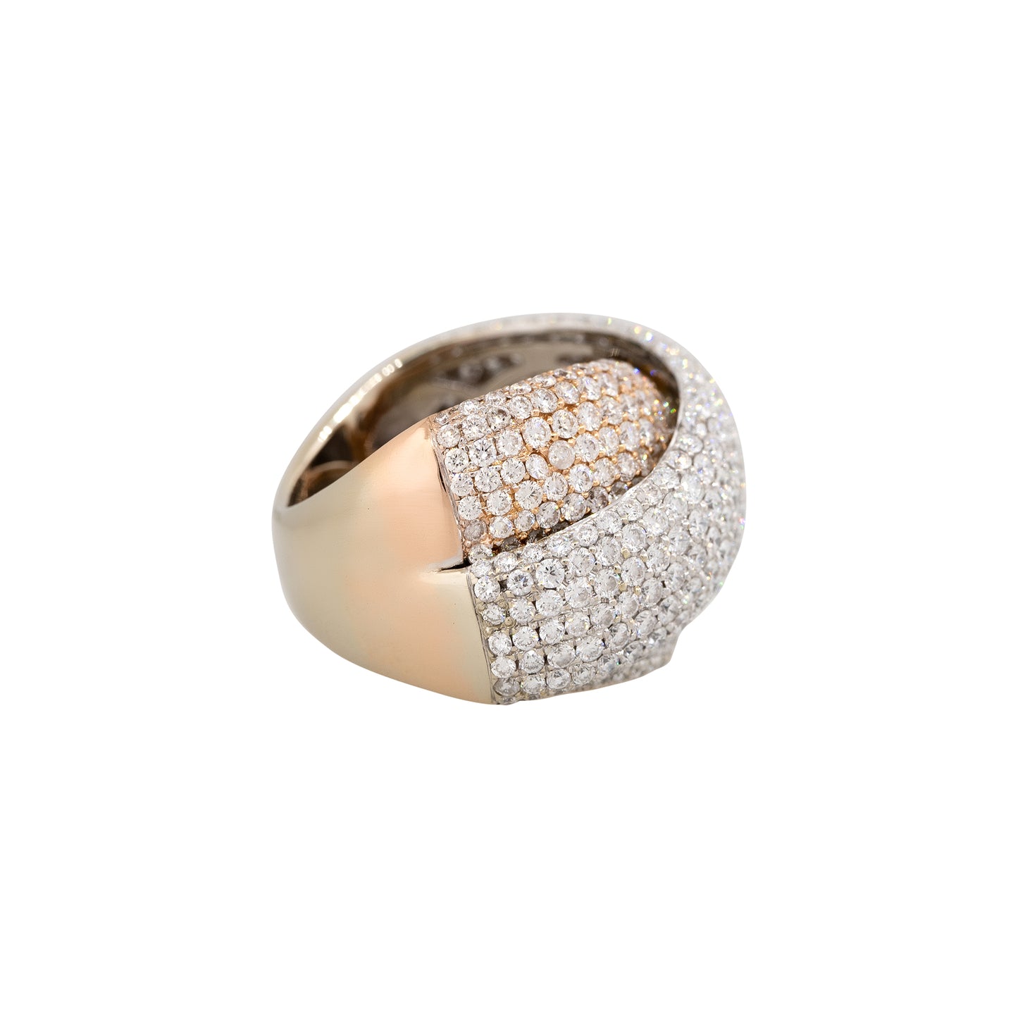 18k White & Rose Gold 10.00ctw Pave Diamond Thick Crossover Ring