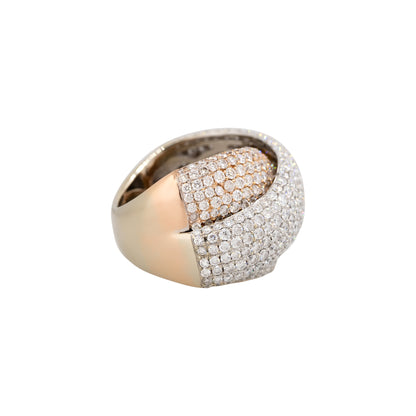 18k White & Rose Gold 10.00ctw Pave Diamond Thick Crossover Ring