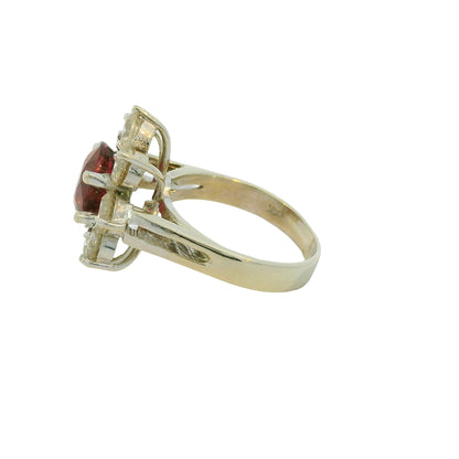 14k White Gold 2.15cts Tourmaline & 2.28cts Round Brilliant Diamond Flower Ring