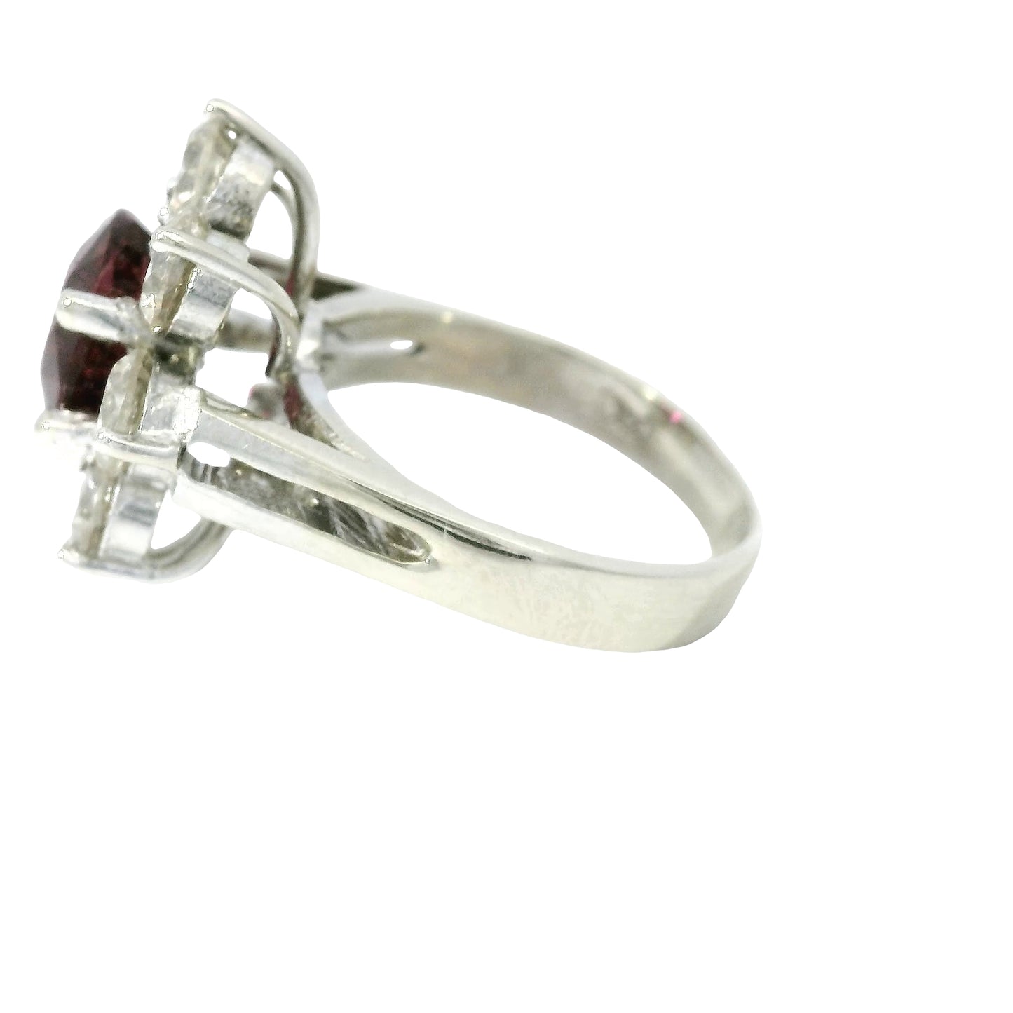 14k White Gold 2.15cts Tourmaline & 2.28cts Round Brilliant Diamond Flower Ring