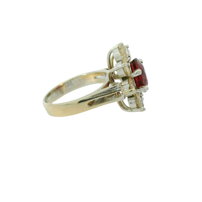 14k White Gold 2.15cts Tourmaline & 2.28cts Round Brilliant Diamond Flower Ring