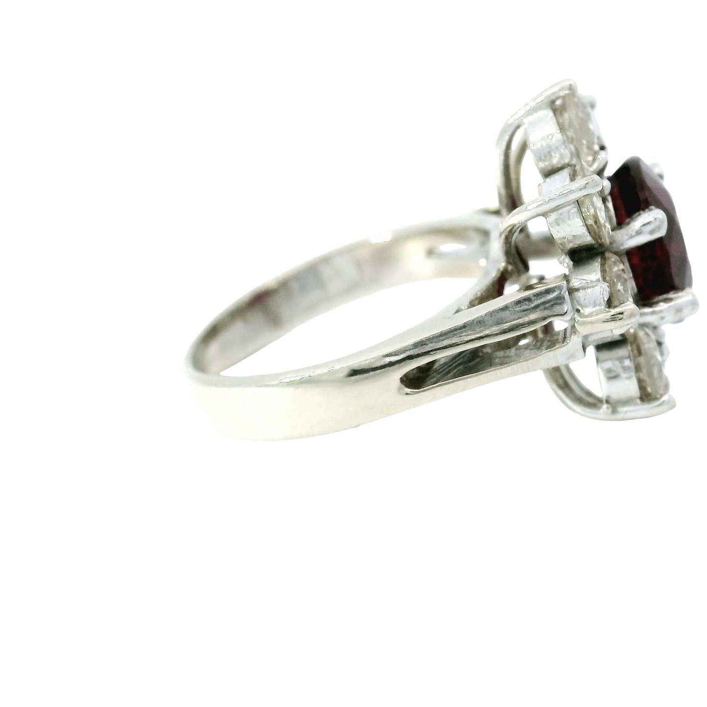14k White Gold 2.15cts Tourmaline & 2.28cts Round Brilliant Diamond Flower Ring