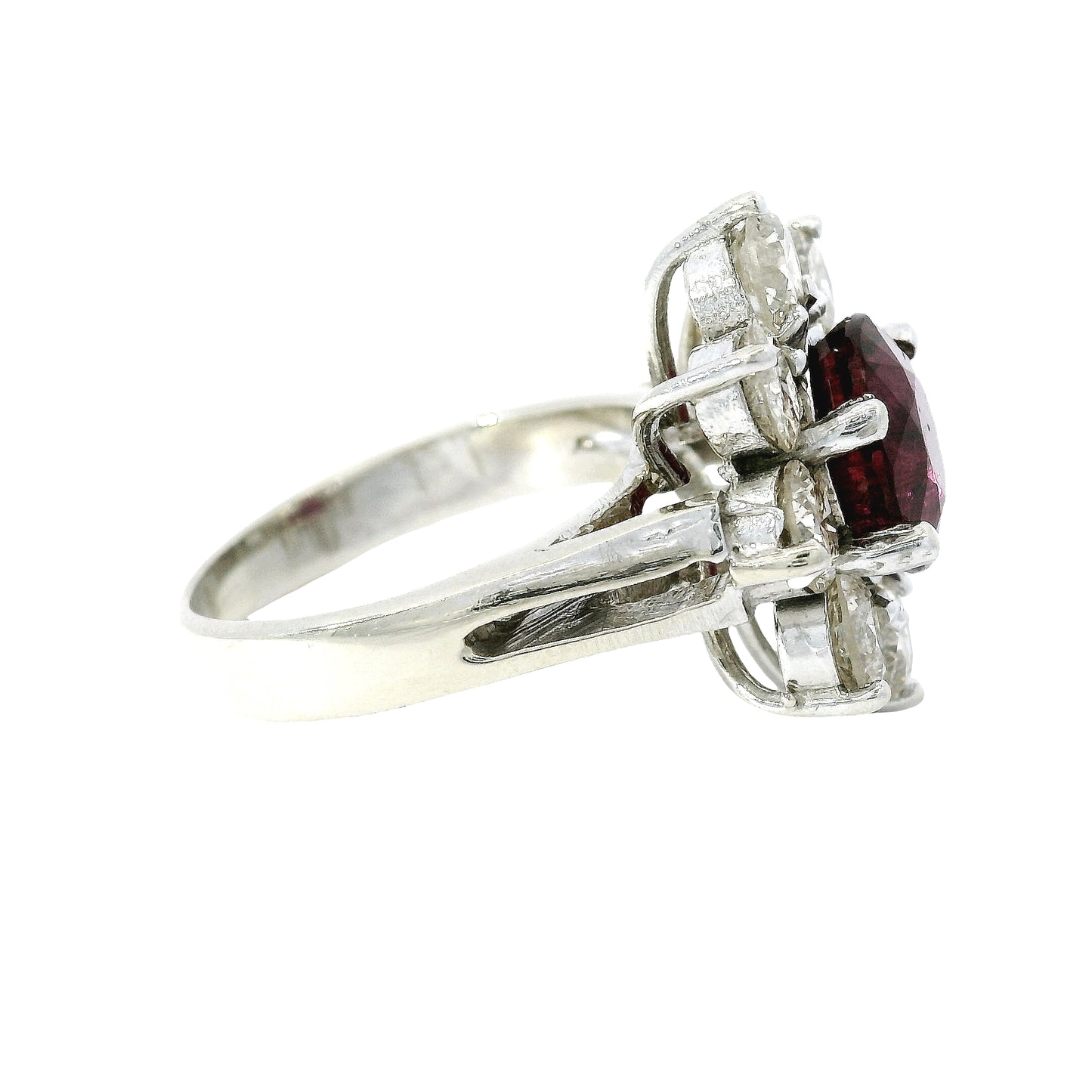14k White Gold 2.15cts Tourmaline & 2.28cts Round Brilliant Diamond Flower Ring