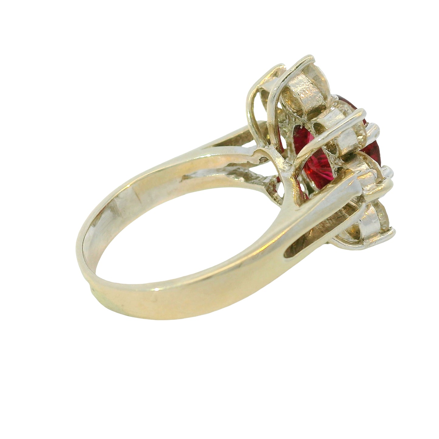 14k White Gold 2.15cts Tourmaline & 2.28cts Round Brilliant Diamond Flower Ring