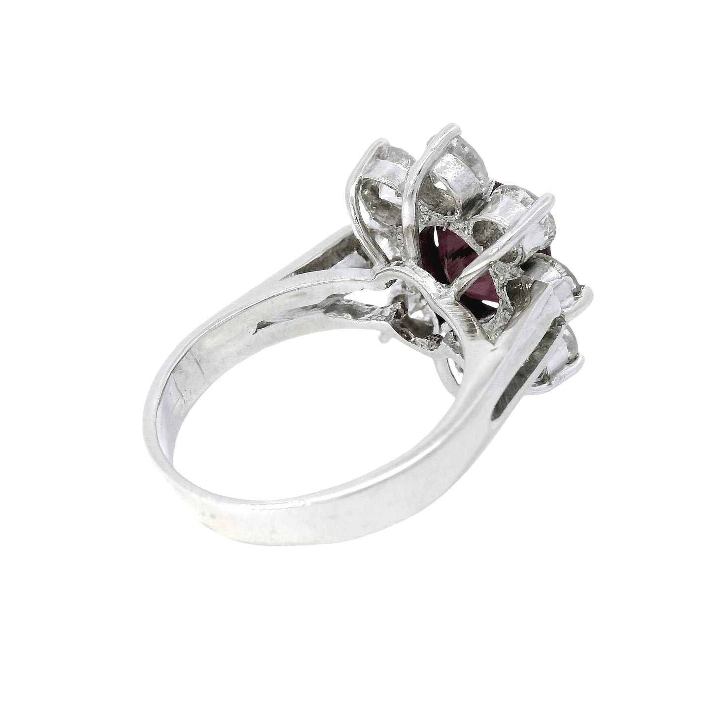 14k White Gold 2.15cts Tourmaline & 2.28cts Round Brilliant Diamond Flower Ring