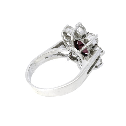14k White Gold 2.15cts Tourmaline & 2.28cts Round Brilliant Diamond Flower Ring