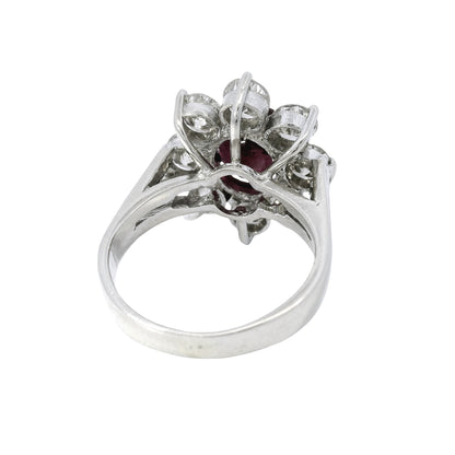 14k White Gold 2.15cts Tourmaline & 2.28cts Round Brilliant Diamond Flower Ring
