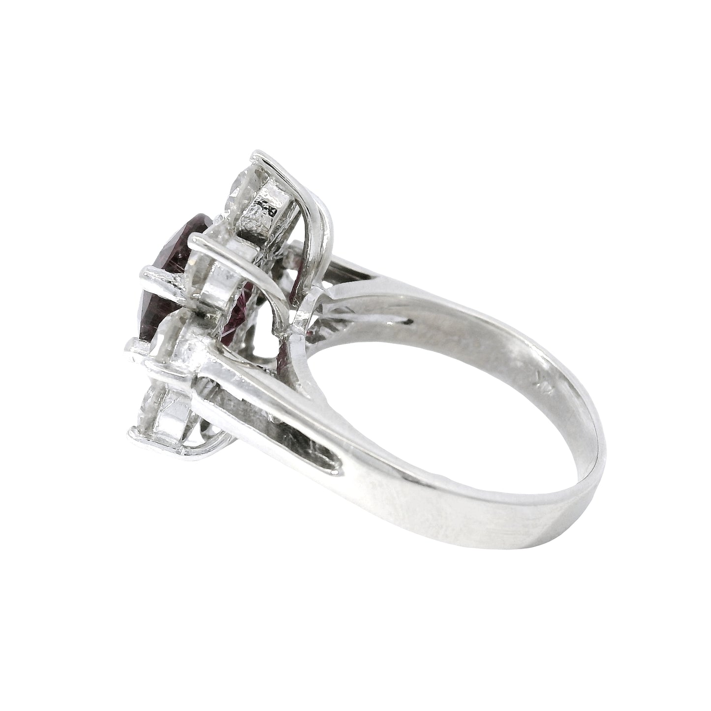 14k White Gold 2.15cts Tourmaline & 2.28cts Round Brilliant Diamond Flower Ring