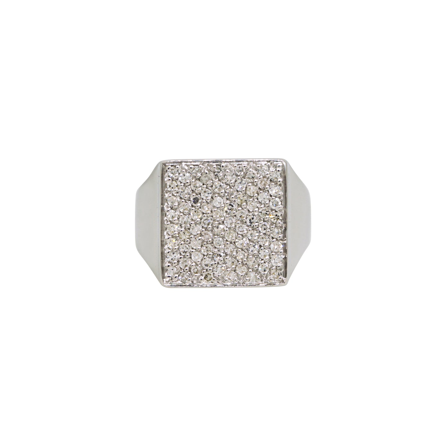 14k White Gold 0.60 Carat Natural Diamond Pave Square Ring