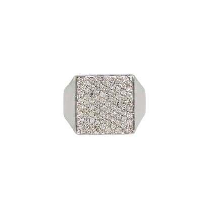 14k White Gold 0.60 Carat Natural Diamond Pave Square Ring