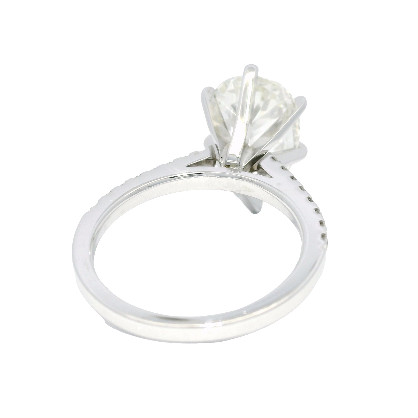 18k White Gold Natural 3.61 Carat Pear Shaped Diamond Engagement Ring