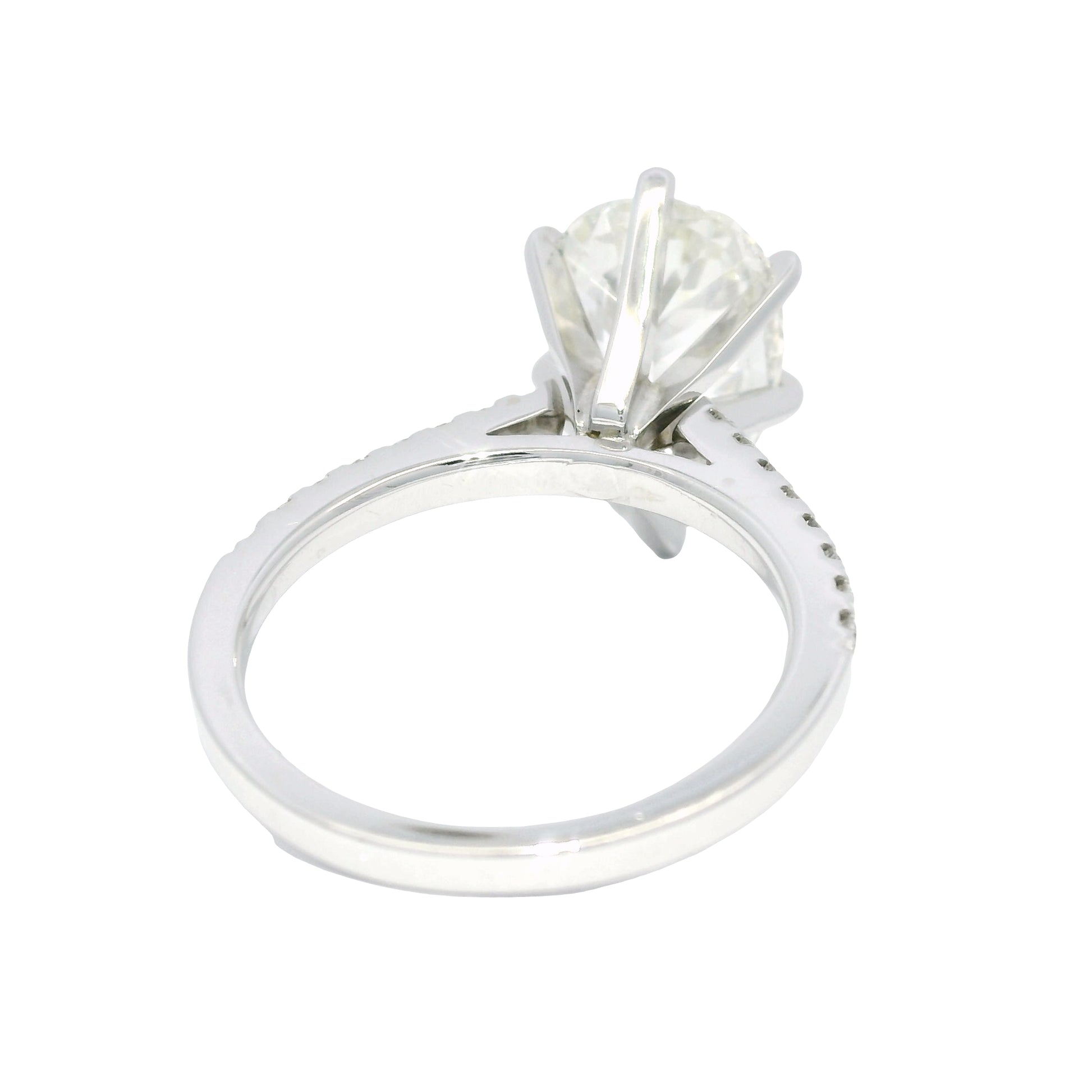 18k White Gold Natural 3.61 Carat Pear Shaped Diamond Engagement Ring