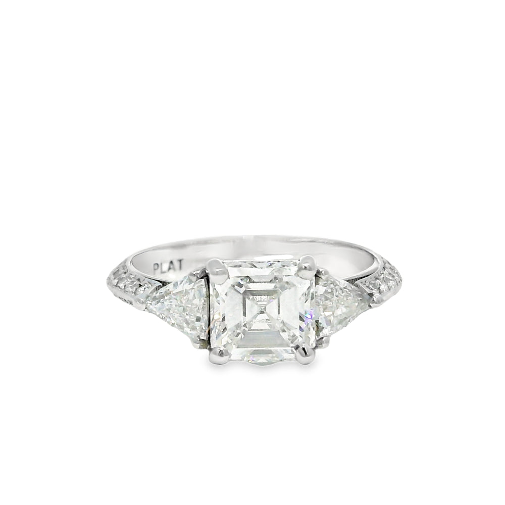 GIA Platinum Natural 1.50 Carat Emerald-Cut Diamond Engagement Ring — product photo 1