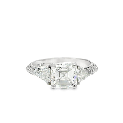 GIA Platinum Natural 1.50 Carat Emerald-Cut Diamond Engagement Ring